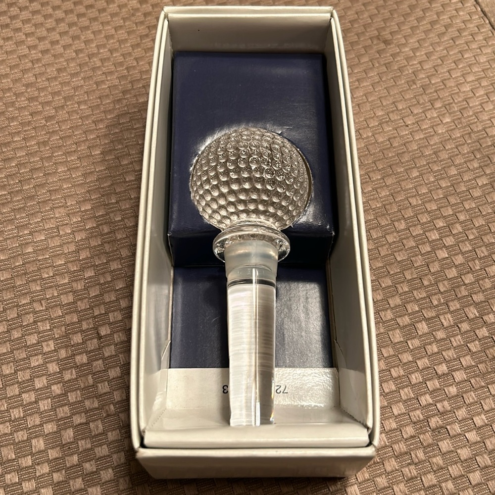 NWOT Vintage Mikasa Austrian Lead Crystal Tee Time Golf Ball Bottle Stopper